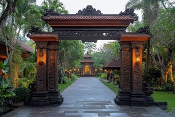 Obraz premium Balinese Gate Pathway to Sanctuary