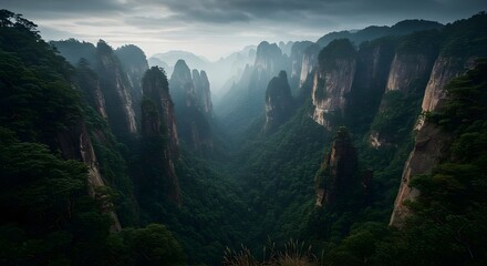 Majestic Mystical Heights of a Serene Mountain Oasis Landscape