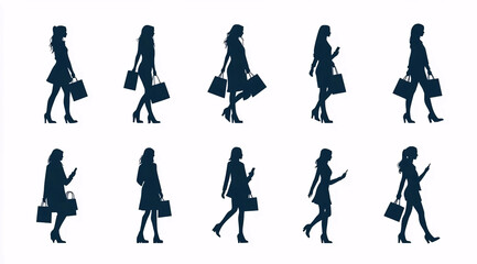Fototapeta premium Women Shopping Silhouettes.