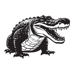 Crocodile black silhouette of simple minimal vector