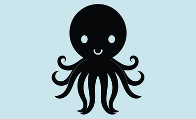 Octopus black silhouette, Octopus vector graphic, octopus black silhouette isolated vector art Illustration with white background  