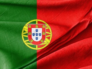 Waved Textured Arafed image of a portugal flag with a red and green stripe Symbolizing National Identity and Unity