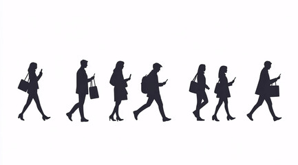 City Walkers with Phone Focused.