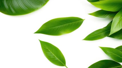 Vibrant Green Leaves Isolated on White Background for Nature Designs