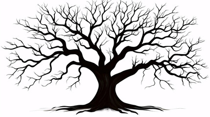 Fototapeta premium Bare Oak Tree Silhouette.