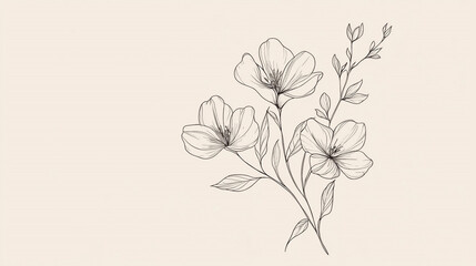 line art of flower with leaves vector illustration.ai 