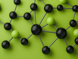 Obraz premium Colorful Molecular Structure with Black and Green Nodes on Background