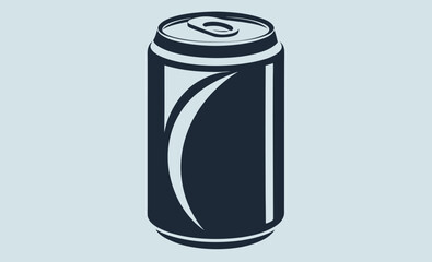 Soda can silhouette, Beverage can icon, Drink container vector, Black and white soda can illustration for beverage packaging and product design needs silhouette 