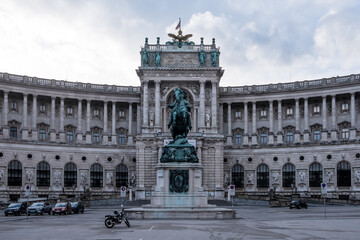 Vienna, Austria – View of Prince Eugene Equestrian Monument, the grand 19th-century bronze statue...
