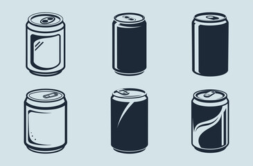 Soda can silhouette, Beverage can icon, Drink container vector, Black and white soda can illustration for beverage packaging and product design needs silhouette 