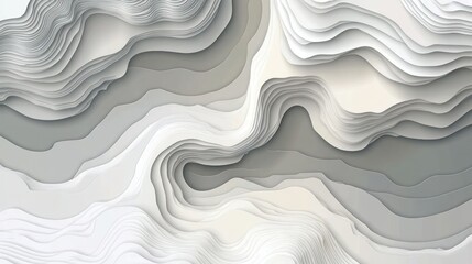 Obraz premium Abstract layered, wavy, grayscale topography