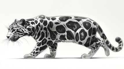 Monochrome jaguar, side profile