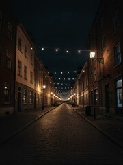 Fototapeta premium The street is dark at night.