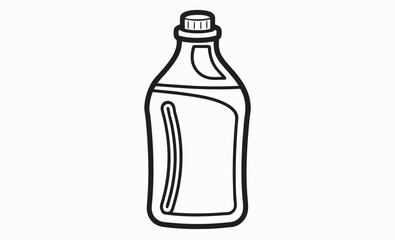 Detergent bottle line art illustration, Detergent bottle outline, Cleaning bottle sketch, Liquid container illustration