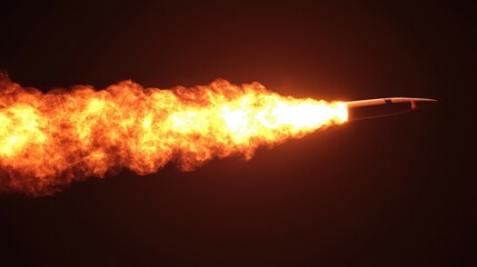 Rocket Launch with Dramatic Flames Emitting from Engine Nozzle
