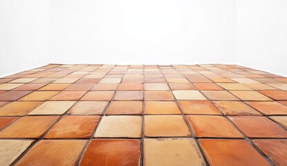 Fototapeta premium Terracotta tile floor in a room