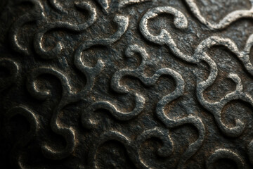 Macro Texture of Dark Metal with Organic Swirling Pattern