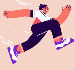 Happy Man Running, Active Lifestyle Illustration