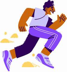 Happy Man Jogging, Running Illustration