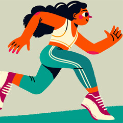 Woman Jogging, Fitness Illustration, Active Lifestyle