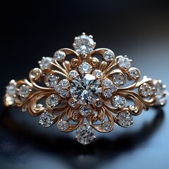 Obraz premium Ornate diamond ring with rose gold filigree