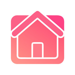 Obraz premium Pink home icon in rounded square gradient flat style