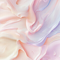 Fototapeta premium **Abstract Melted Wax Texture In Pastel Tones, With Soft Drips And Glossy Ripples Captured Under Natural Light. This Soothing, Fluid Pattern Works Well For Wellness Product Visuals, Scented Candle Ads
