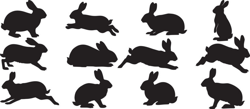 Black rabbit silhouette vector illustration easter bunny animal art design graphic drawing clip art image 100