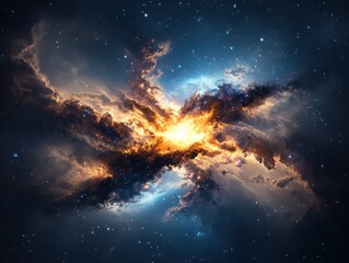 Fototapeta premium Cosmic explosion outer space digital art universe wide angle cosmic creation