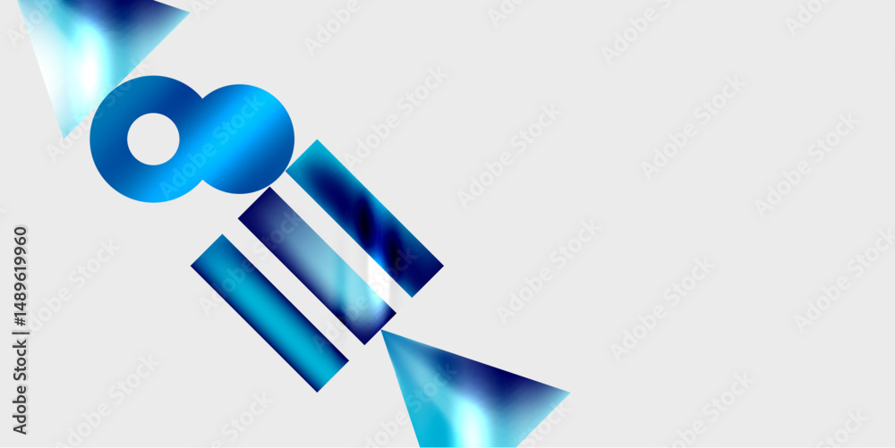 Aufkleber abstract blue shapes suggest stylized figure. geometric forms create dynamic composition, minimalist