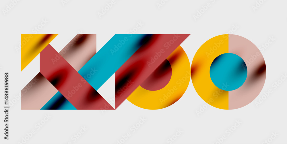 Aufkleber abstract colorful design features overlapping shapes, text x3o. modern aesthetic, vibrant hues, simp