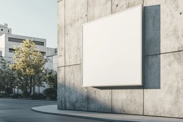 Blank billboard on a concrete wall in an urban setting