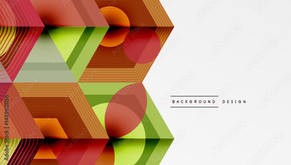 Aufkleber Abstract geometric pattern. Hexagons, circles overlap creating vibrant colorful design. Modern style, clean lines, dynamic composition.