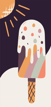 Melting Rainbow Popsicle under Summer Sun