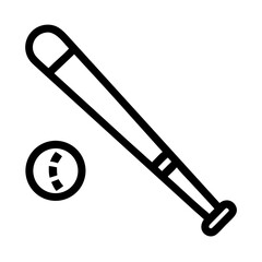 Baseball Bat and Ball Symbol Representing Sports Equipment and Game Play