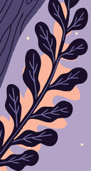 Abstract Purple and Peach Leaf Branch Illustration
