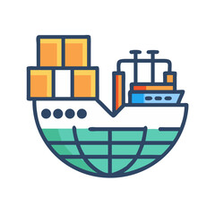 Cargo Ship Icon Representing Global Trade and Maritime Shipment