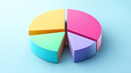 Obraz premium Pastel Rainbow Pie Chart: Colorful Data Visualization