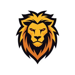 Golden Lion Head Logo with Majestic Front View