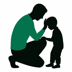 Father Comforting Child Hand on Head