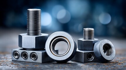 Gleaming metal hardware against bokeh backdrop