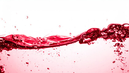 Vibrant red wave of water splashes dynamically across white background, creating striking contrast and sense of motion