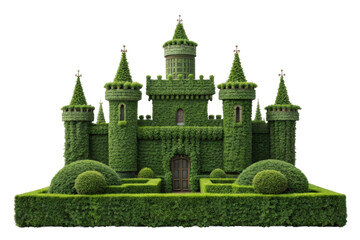 PNG Intricate topiary greenery castle with detailed towers and hedge maze