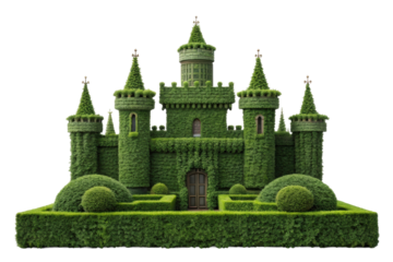 PNG Intricate topiary greenery castle with detailed towers and hedge maze