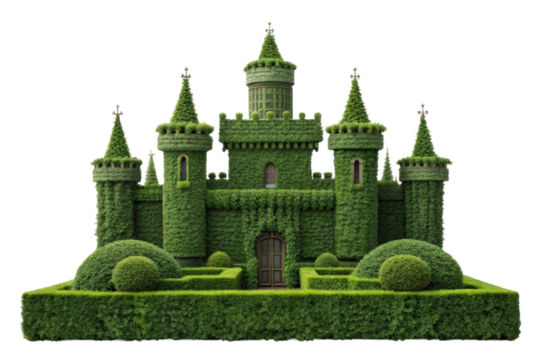 PNG Intricate topiary greenery castle with detailed towers and hedge maze