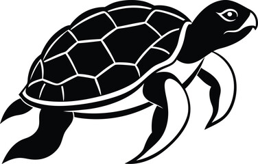 Turtle Silhouette Vector Illustration On White Background