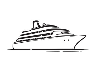 Cruise Ship vector line art