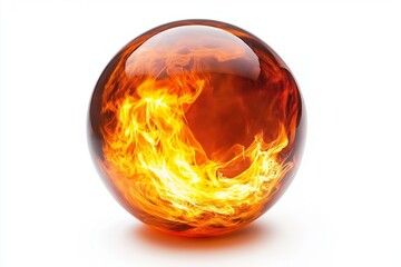 glass ball with burning fire inside by generative ai
