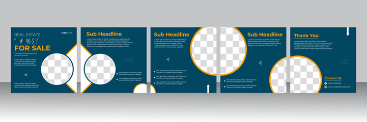 Real estate editable creative carousel slide template for social media posts and story design