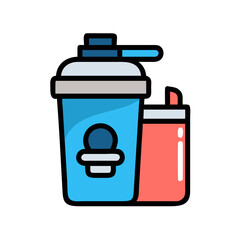 Protein Shaker Icon Representing Fitness Supplement Bottle and Workout Nutrition